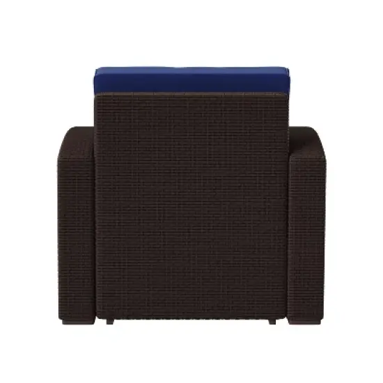 Flash Furniture Seneca Faux Rattan Chair with All-Weather Cushion image {6}