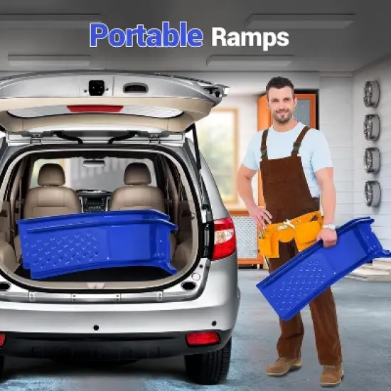 Car Ramps, Heavy Duty 8000 LBS 8" Capacity Solid Steel Ramp Set - for Auto Truck Oil Change & Garage Maintenance image {5}