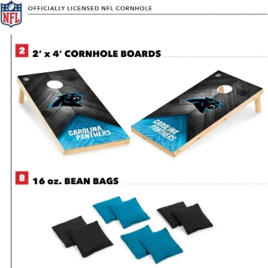 NFL Carolina Panthers 2'x4' Wood Cornhole Set image {1}