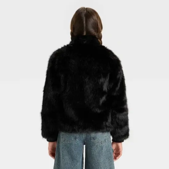 Girls' Faux Fur Jacket - art class&trade; image {1}