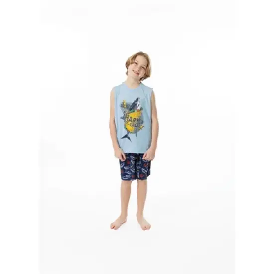 Sleep On It Boys Shark At-Taco 2-Piece Pajama Sleep Shorts Set image {1}