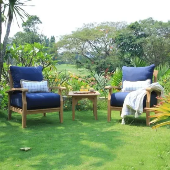 Cambridge Casual 3pc Caterina Teak Outdoor Patio Small Space Chat Furniture Set with Cushion image {8}