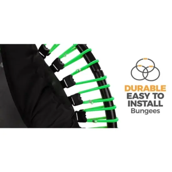 LEAPS & REBOUNDS 48" Round Mini Fitness Trampoline & Rebounder Indoor Home Gym Exercise Equipment Low Impact Workout for Adults, Green image {3}