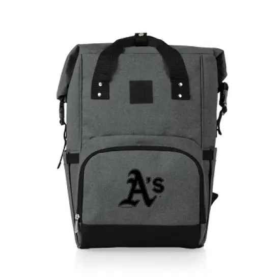 MLB Athletics On The Go Roll-Top Cooler Backpack - Heathered Gray image {8}