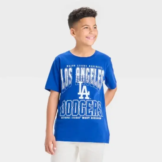 Boys' Los Angeles Dodgers Oversized Short Sleeve Graphic T-Shirt - Blue image {4}