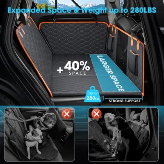 JOEJOY Back Seat Extender for Dogs,Dog Car Seat Cover for Back Seat,Sturdy Hollow Board Dog Hammock Holds 280lbs,Travel Dog Bed,52"*63" image {1}