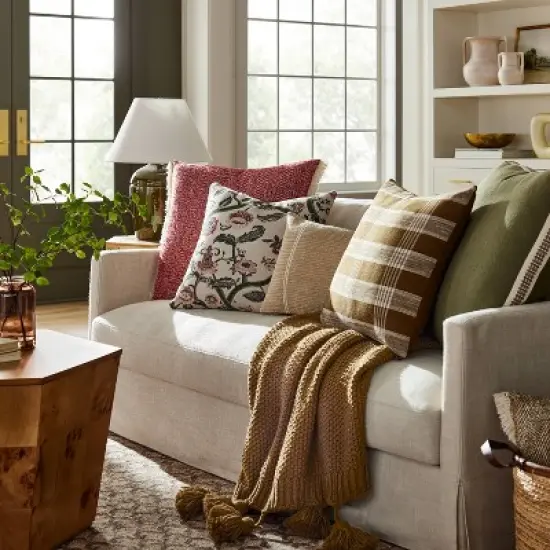 Woven Plaid Square Throw Pillow with Zipper Pull - Threshold&trade; designed with Studio McGee image {1}