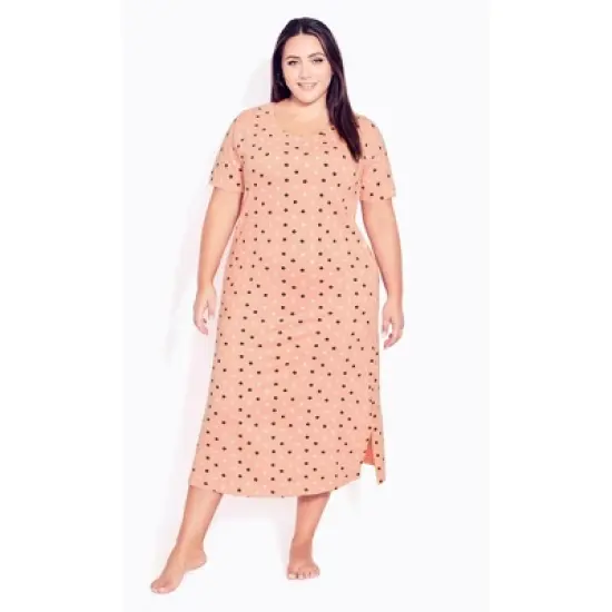 Women's Plus Size Print Nightdress - coral | EVANS image {4}