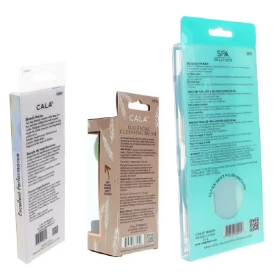 CALA Dual Action Facial Cleansing Brush Sage, Spa Solutions Gel Beads Eye Mask Aqua & Mint Blemish Rescue Soft Touch Kit 2 pc Combo Pack image {2}