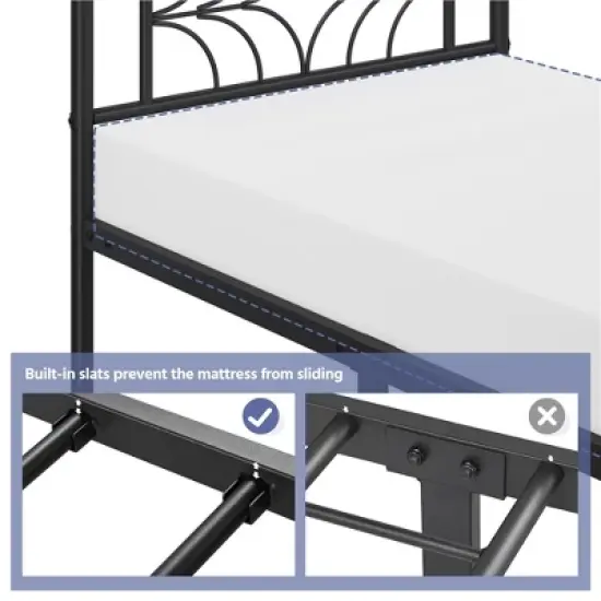 Yaheetech Modern Metal Platform Bed with Headboard image {4}