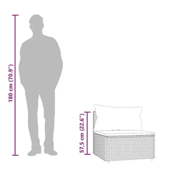 vidaXL Patio Lounge Set Grey PE rattan Compact Adjustable Feet image {9}