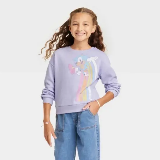 Girls' Sonic the Hedgehog Dreamy Fleece Pullover Sweatshirt - Lilac Purple image {3}