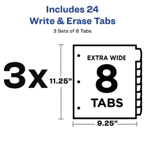 Avery Write & Erase Pocket Plastic Dividers for 3 Ring Binders, 8-Tab Sets, Multicolor, Works With Sheet Protectors, 3 Sets (31701) image {2}