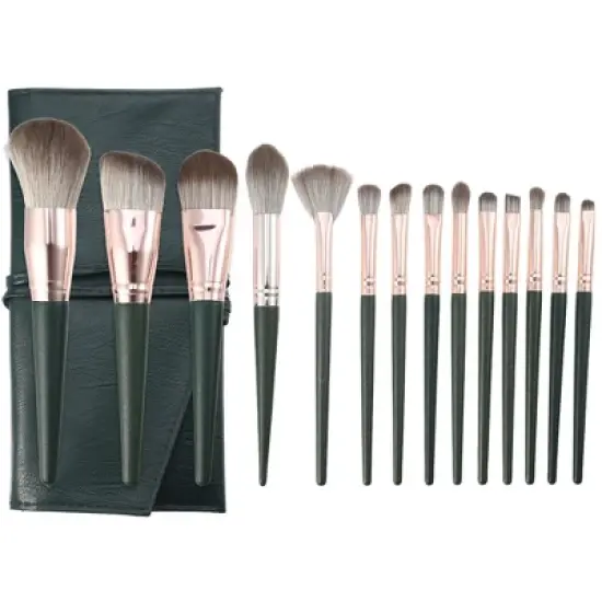 Unique Bargains Foundation Powder Concealers Eye Shadows Makeup Brushes and Storage Bag 14 Pcs image {6}