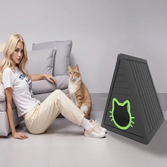 Decksplore Cat House for Outdoor Weatherproof Shelter Cats Triangle Moisture and Odor Resistant image {12}
