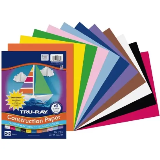 Tru-Ray Sulphite Construction Paper, 9 x 12 Inches, Assorted Colors, 240 Sheets image {1}