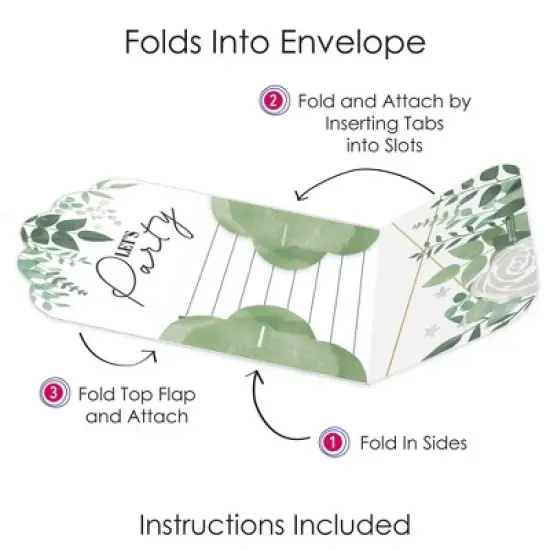 Big Dot of Happiness Boho Botanical - Fill-In Cards - Greenery Party Fold and Send Invitations - Set of 8 image {2}