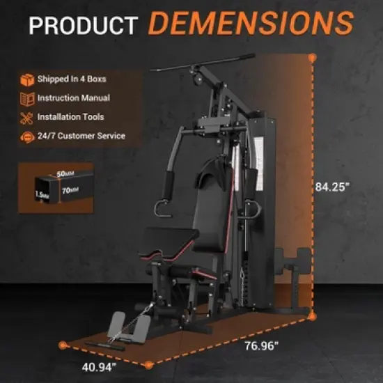 Home Gym, Exercise Equipment - All in One Multifunctional Full Body Workout Machine with 150LBS Weight Stack & Pulley System image {7}