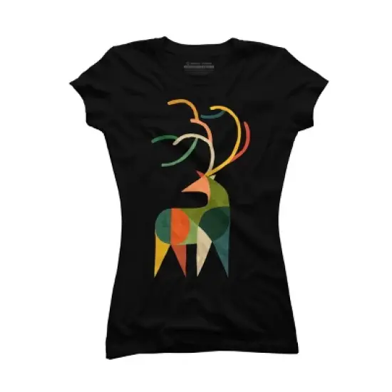 Junior's Design By Humans Geometric deer By radiomode T-Shirt image {2}