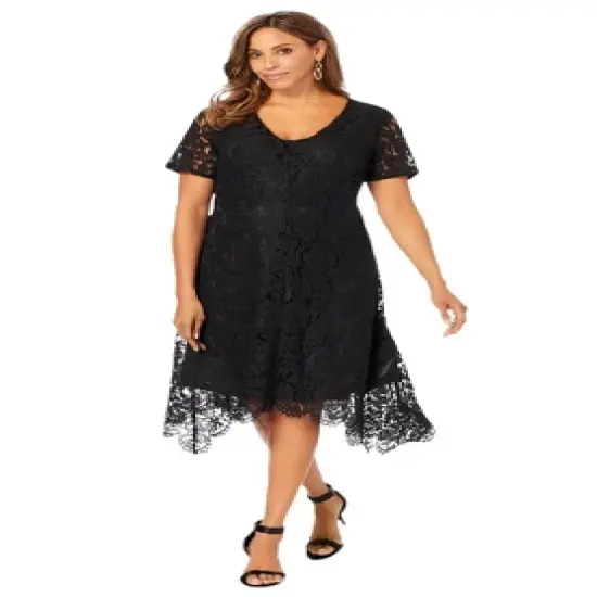 Jessica London Women&rsquo;s Plus Size Lace Handkerchief Dress image {2}