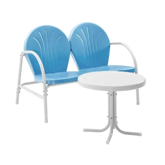 Griffith 2pc Outdoor Conversation Set - Sky Blue - Crosley image {5}