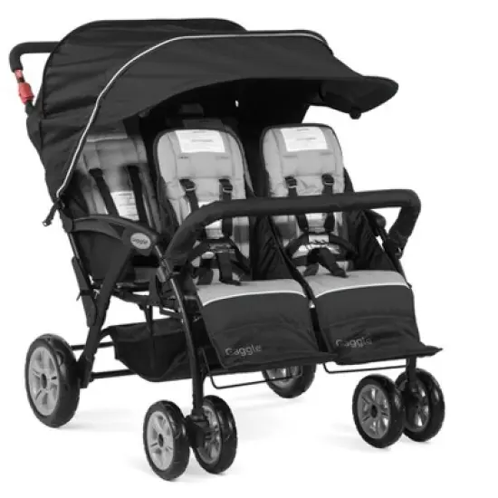Gaggle by Foundations Compass 4 Seat Quad Stroller, All Terrain Tubeless Wheels, Easy Fold  (Black) image {7}