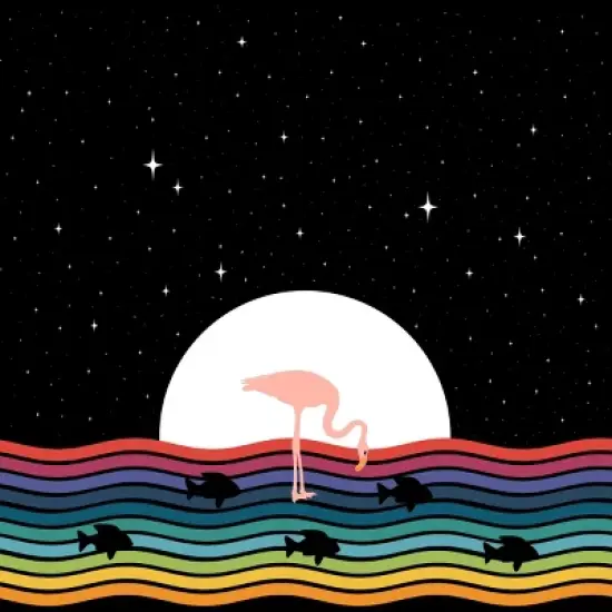 Men's Design By Humans Colorful Flamingo Starry Night By Maryedenoa Tank Top image {1}