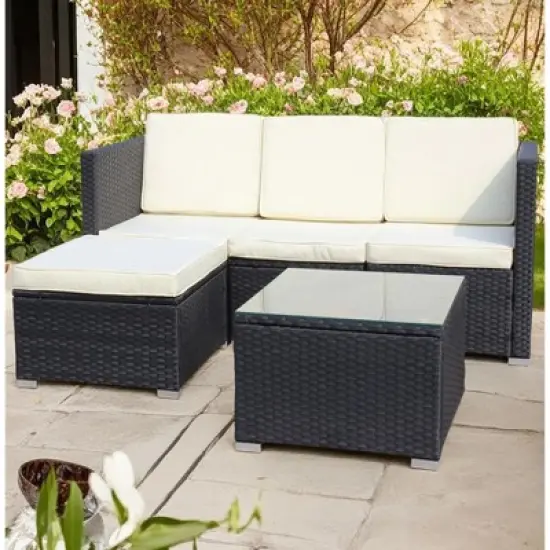 5-Piece Outdoor PE Rattan Sectional Sofa Set with Coffee Table and Waterproof Cushions image {9}