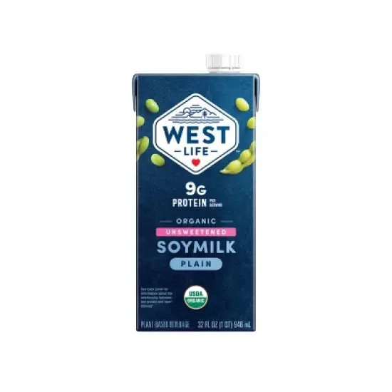 West Life Organic Unsweetened Plain Shelf Stable Soy Milk - 32 fl oz image {7}