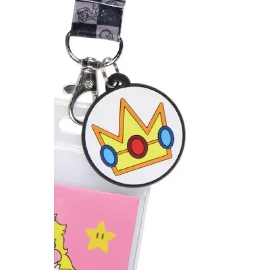 Nintendo Super Mario Princess Peach ID Badge Holder Lanyard w/ Rubber Charm image {2}