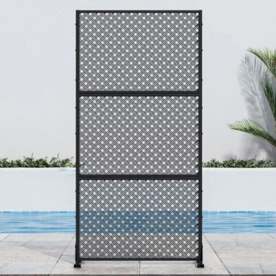 PexFix 72 in. H x 35 in. W Outdoor Metal Privacy Screen Garden Fence Woven Pattern Wall Applique in Black image {5}