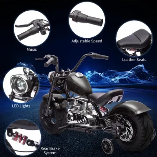 Kids Electric Off-Road Dirt Bike,36V Motorcycle with Top Speed of 16.5 Mph, Spring Suspension, Led Lights, Music Player image {2}