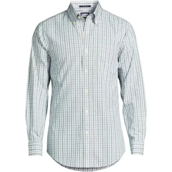 Lands' End Men's Traditional Fit Solid No Iron Supima Pinpoint Buttondown Collar Dress Shirt image {10}