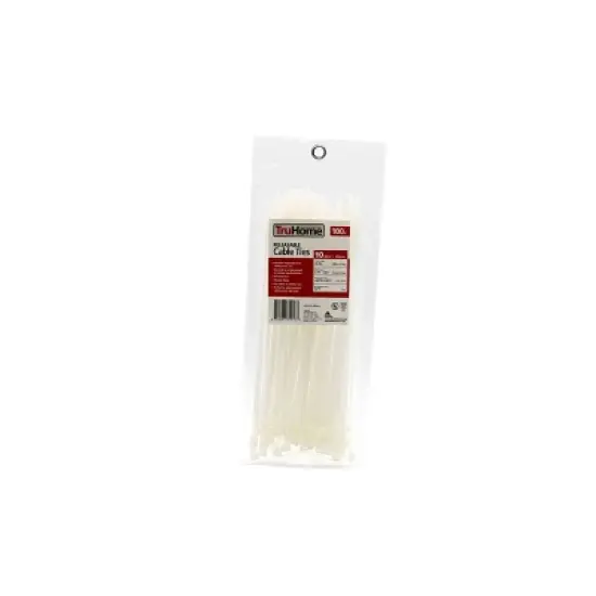 TruHome 100ct Mr. Brands White Cable Tie 10'' image {2}