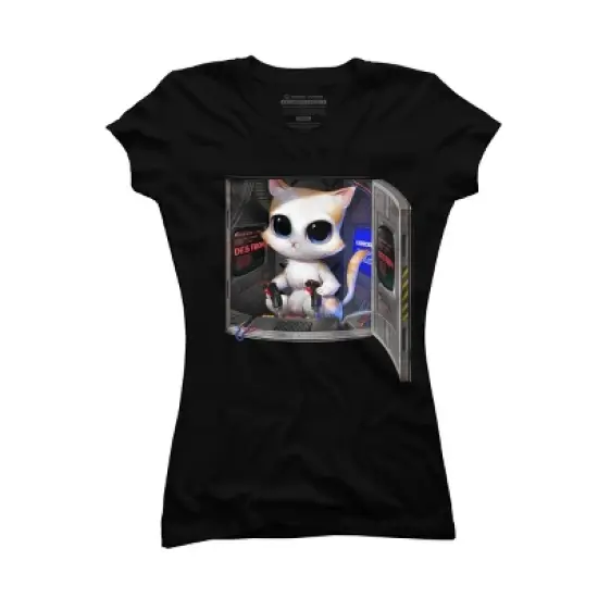 Junior's Design By Humans Cat Piloted Cyborg By andremullerdko T-Shirt image {2}