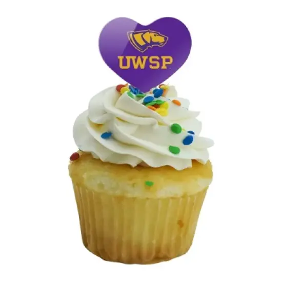 University of Wisconsin-Stevens Point Primary Logo Heart Love Cupcake Picks Toppers Decoration Set of 6 image {4}