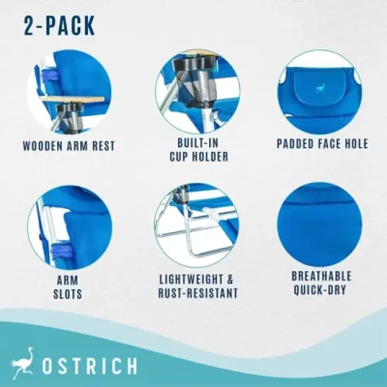 Ostrich Deluxe Padded 3-N-1 Outdoor Lounge Reclining Beach Chair image {2}