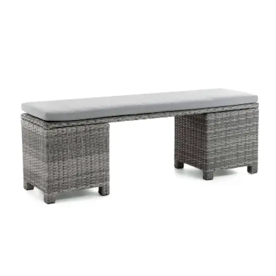 Greemotion 6pc Malia Outdoor Patio Dining Sectional with Table And Bench Gray: UV-Resistant, Aluminized Finish, Storage image {4}