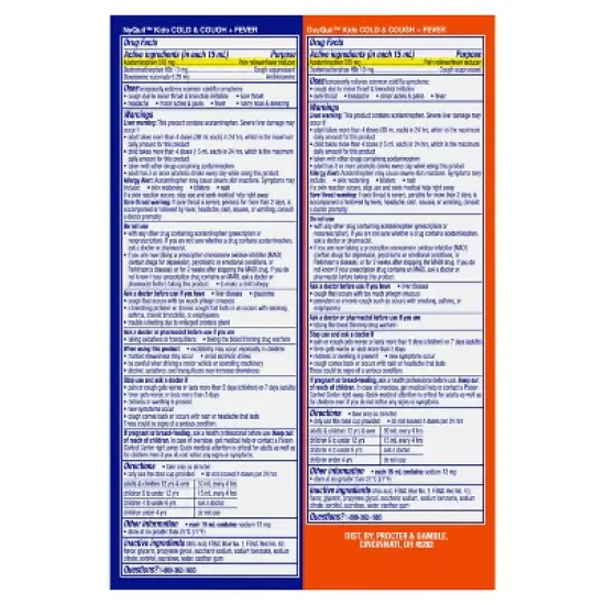 Vicks Kids' Combo Cold & Cough + Fever Syrup - Acetaminophen - Grape - 16 fl oz image {1}