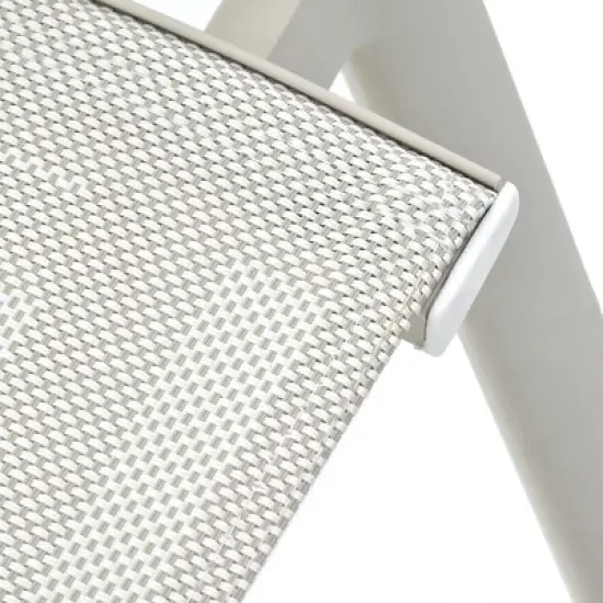 Round Planked Wood Top Outdoor Dining Set 4Piece Textured Mesh Chair Patio Furniture image {10}