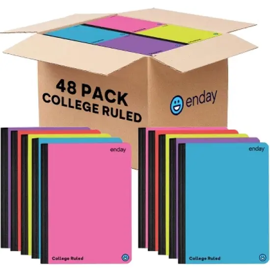 Enday Composition Notebooks College Ruled Paper Bulk, Colored Hard Cover Composition Notebook, 100 Sheets Ruled Notebook (48 Pack) image {4}