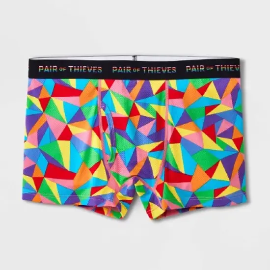 Pair of Thieves Men's Rainbow Abstract Print Super Fit Trunks - Red/Blue/Green image {7}