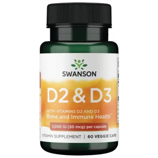 Swanson Vitamin D Complex with Vitamins D2 & D3 2,000 Iu (50 mcg) 60 Veg Caps image {5}