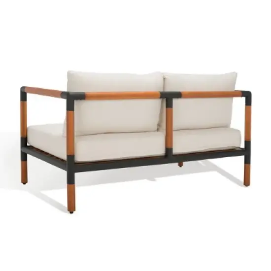 Tommy Eucalyptus and Iron 2 Seater Sofa - Indoor/Outdoor - CPT1030 - Black/White - Safavieh Couture image {9}