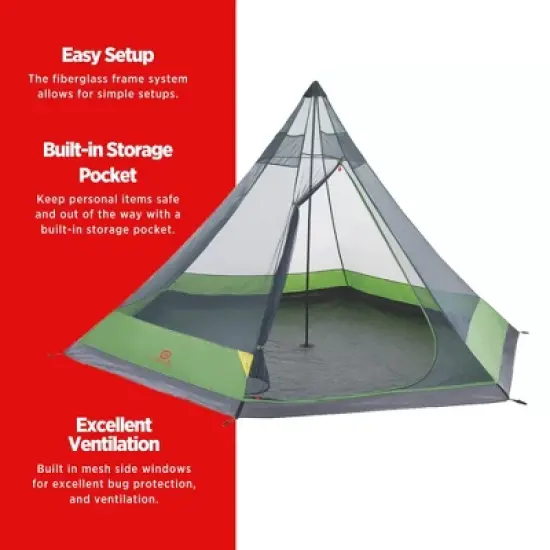 Outbound CTI3996508 6 Person 3 Season Lightweight Backyard Festival Camping Tent with Zip Up Carry Bag and Heavy Duty 600 mm Coated Rainfly, Green image {4}