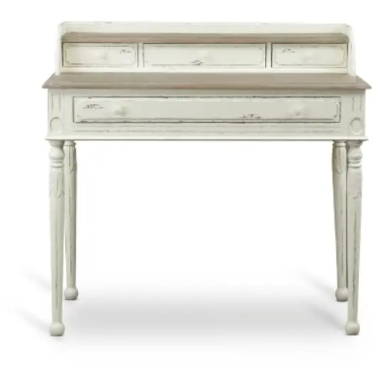 Anjou Traditional French Accent Writing Desk White/Light Brown - Baxton Studio image {4}
