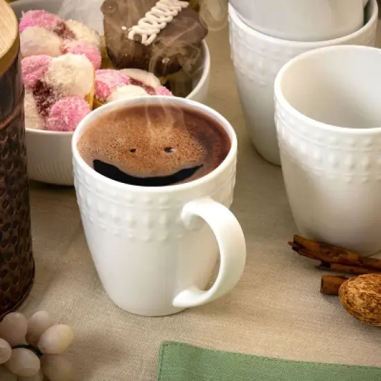 8oz 6pk Porcelain Cara Cup Set White - Elama: Coffee & Tea Cups, Microwave & Dishwasher Safe, Service for 6 image {3}