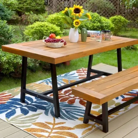 2pc Acacia Wood Patio Set with Bench - Captiva Designs image {3}