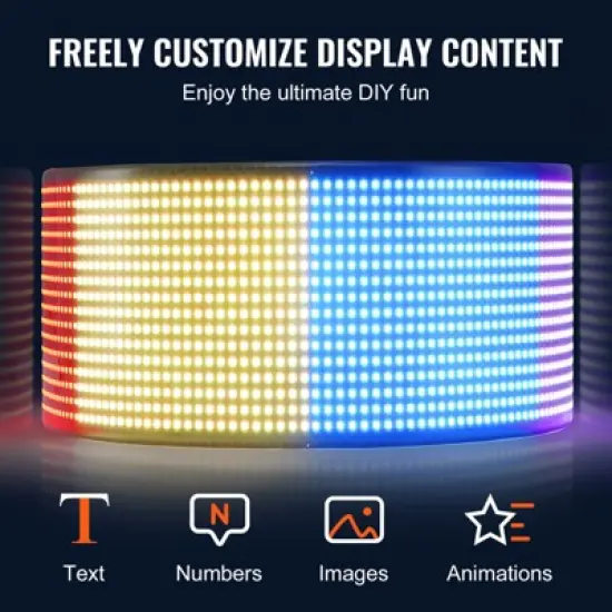 VEVOR Programmable Sign, P6 Full Color Scrolling Panel, DIY Custom Text Animation Pattern Display Board, Bluetooth APP Control, Black image {3}