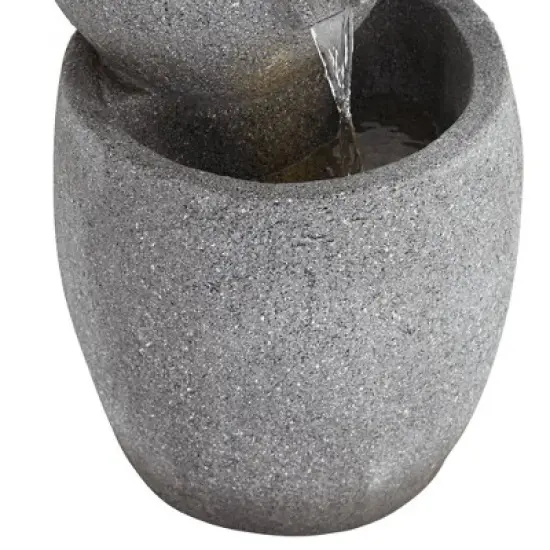 Four Bowls 32" High Large Zen Modern Indoor Outdoor Decor Gray Faux Stone Floor Fountain with Light LED Cascading Outside Garden image {4}